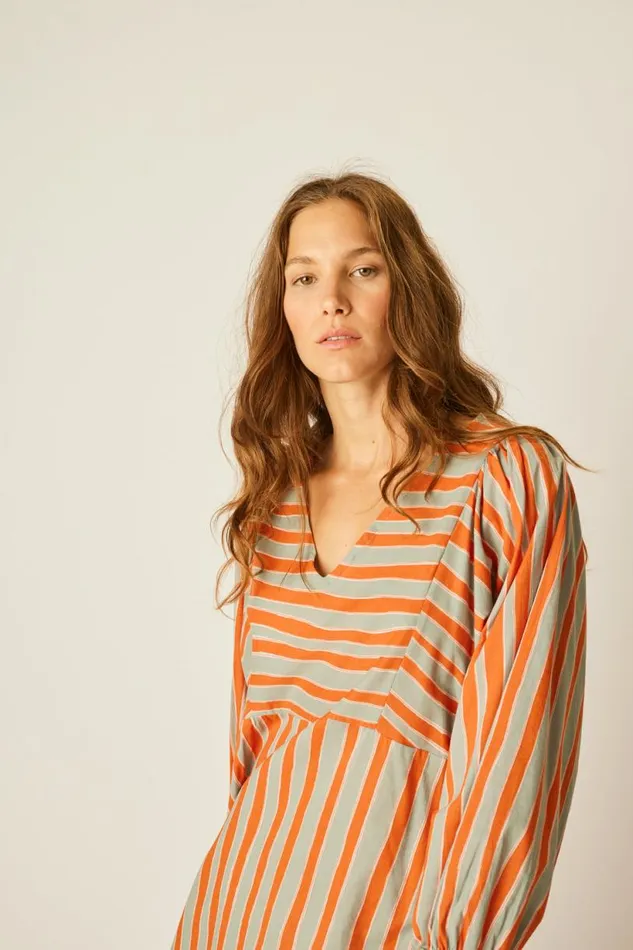 Natalie Martin ALICE DRESS Batik Stripe Sage Shop Dresses