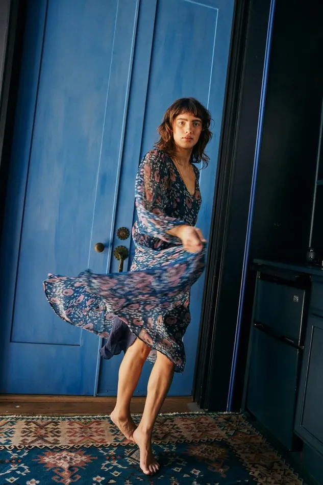 Natalie Martin ALICE DRESS Vintage Flowers Indigo Shop Dresses