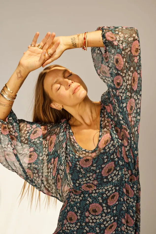 Natalie Martin ALICE DRESS Vintage Flowers Indigo Shop Dresses