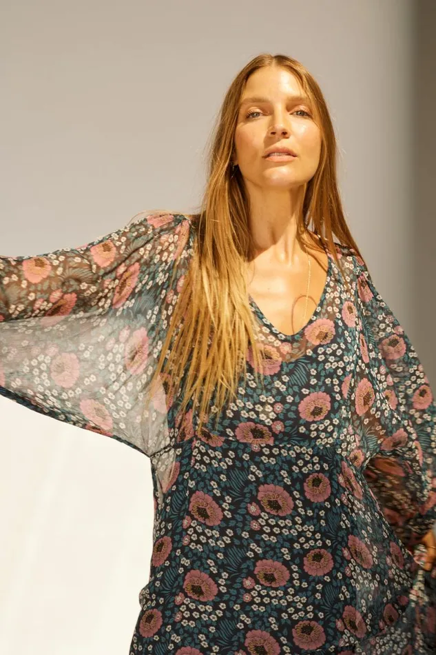 Natalie Martin ALICE DRESS Vintage Flowers Indigo Shop Dresses