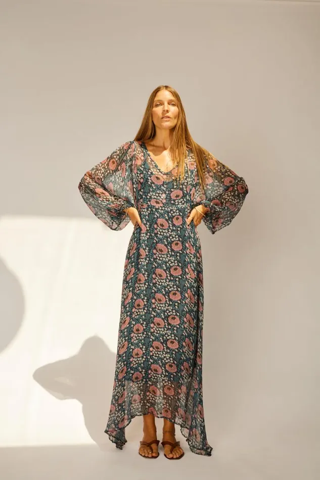 Natalie Martin ALICE DRESS Vintage Flowers Indigo Shop Dresses