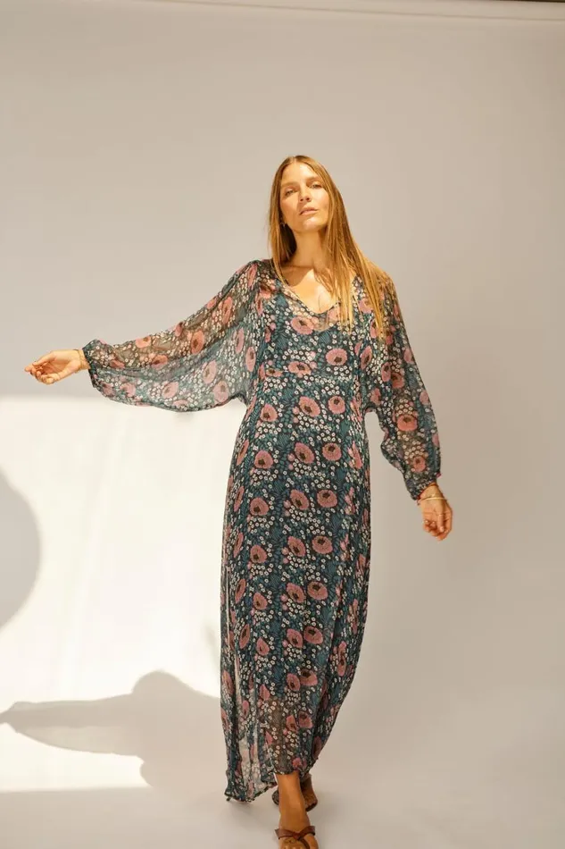 Natalie Martin ALICE DRESS Vintage Flowers Indigo Shop Dresses