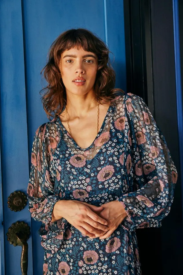 Natalie Martin ALICE DRESS Vintage Flowers Indigo Shop Dresses