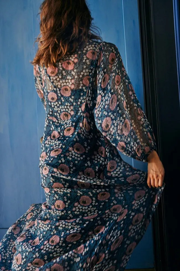 Natalie Martin ALICE DRESS Vintage Flowers Indigo Shop Dresses
