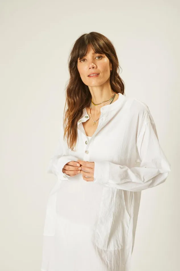 Natalie Martin APRS SWIM SHIRT White Flat Cotton Shop Tops