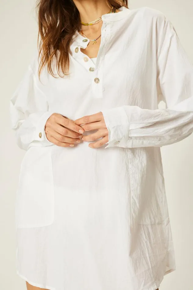 Natalie Martin APRS SWIM SHIRT White Flat Cotton Shop Tops