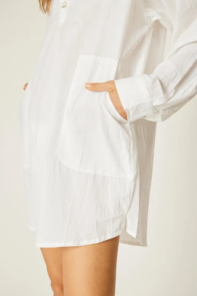 Natalie Martin APRS SWIM SHIRT White Flat Cotton Shop Tops