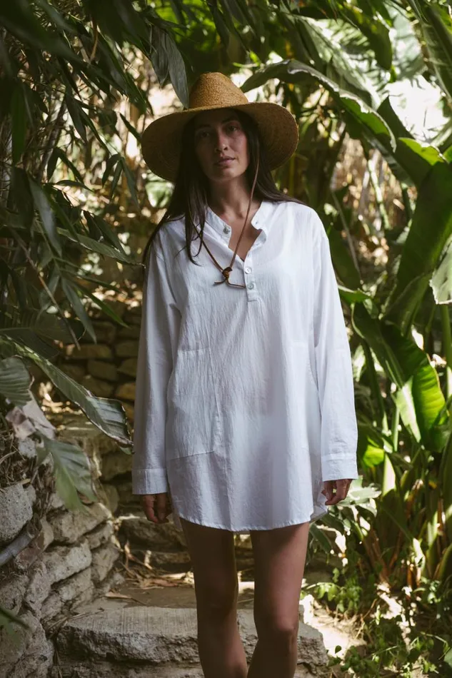Natalie Martin APRS SWIM SHIRT White Flat Cotton Shop Tops