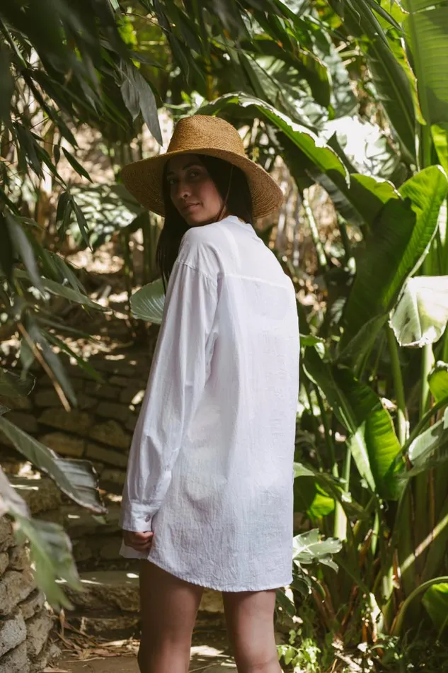Natalie Martin APRS SWIM SHIRT White Flat Cotton Shop Tops