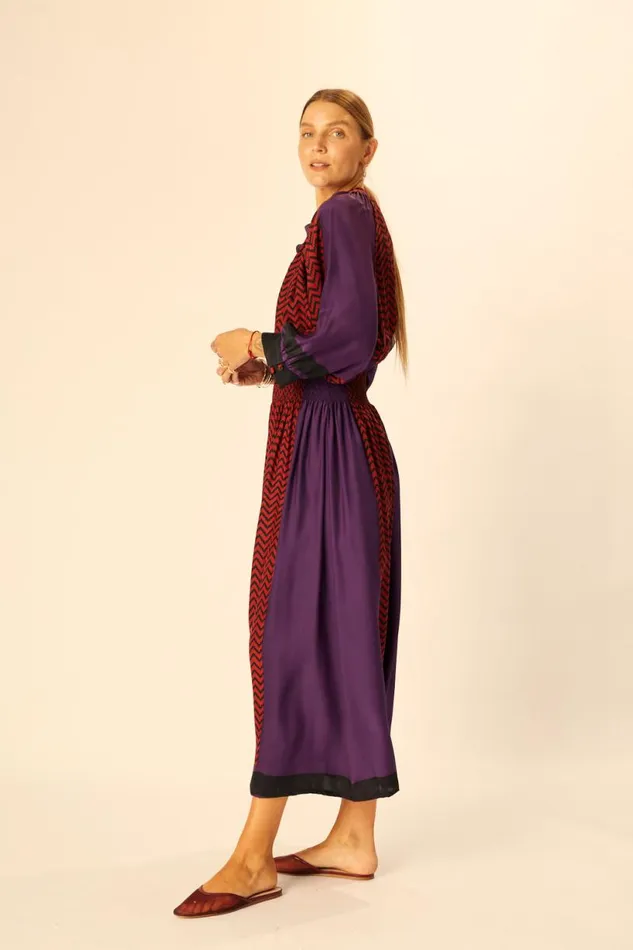 Natalie Martin BELLA SKIRT Block Zigzag Aubergine Shop Bottoms