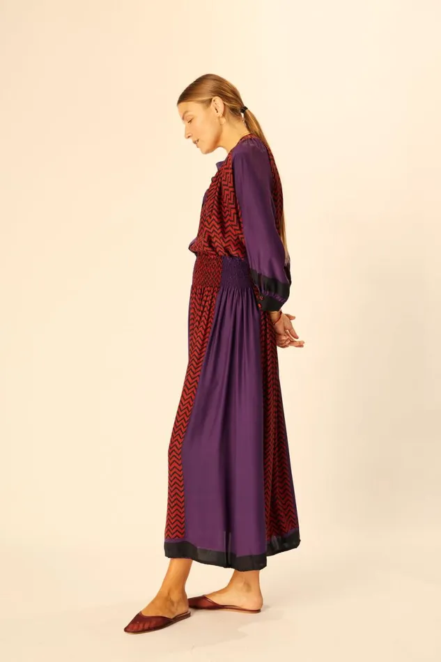Natalie Martin BELLA SKIRT Block Zigzag Aubergine Shop Bottoms