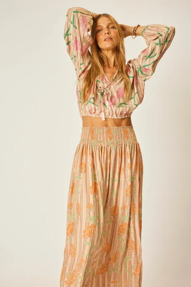 Natalie Martin BELLA SKIRT Chamomile Apricot Shop Bottoms