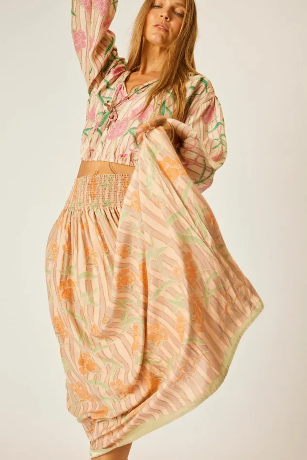 Natalie Martin BELLA SKIRT Chamomile Apricot Shop Bottoms