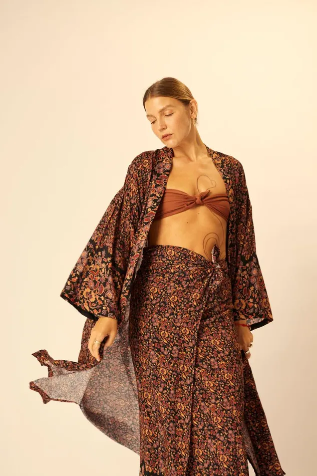 Natalie Martin DIANE LONG ROBE Petite Fleur Noire Shop Dresses