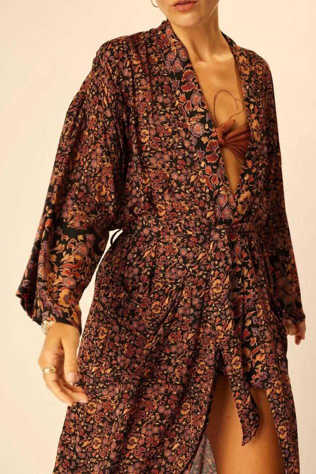 Natalie Martin DIANE LONG ROBE Petite Fleur Noire Shop Dresses