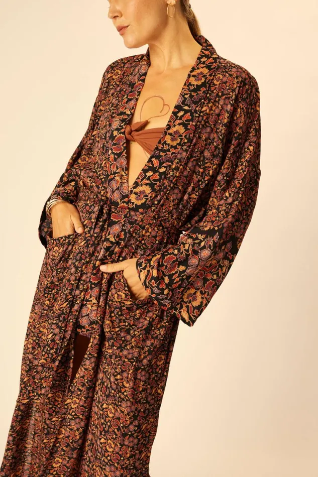 Natalie Martin DIANE LONG ROBE Petite Fleur Noire Shop Dresses