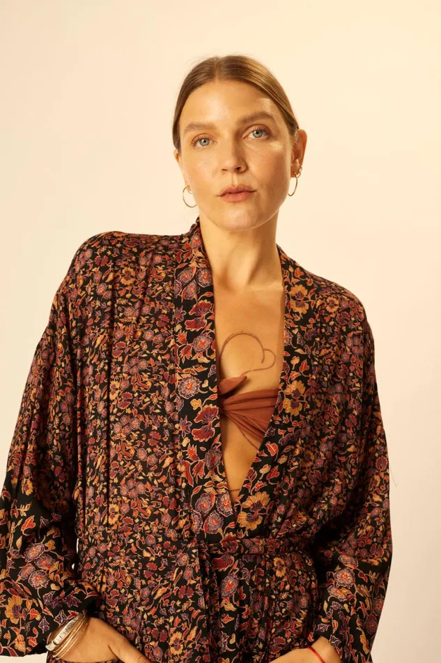Natalie Martin DIANE LONG ROBE Petite Fleur Noire Shop Dresses
