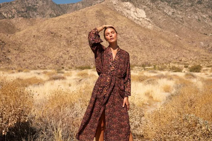 Natalie Martin DIANE LONG ROBE Petite Fleur Noire Shop Dresses