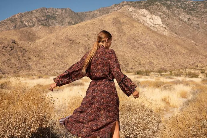 Natalie Martin DIANE LONG ROBE Petite Fleur Noire Shop Dresses