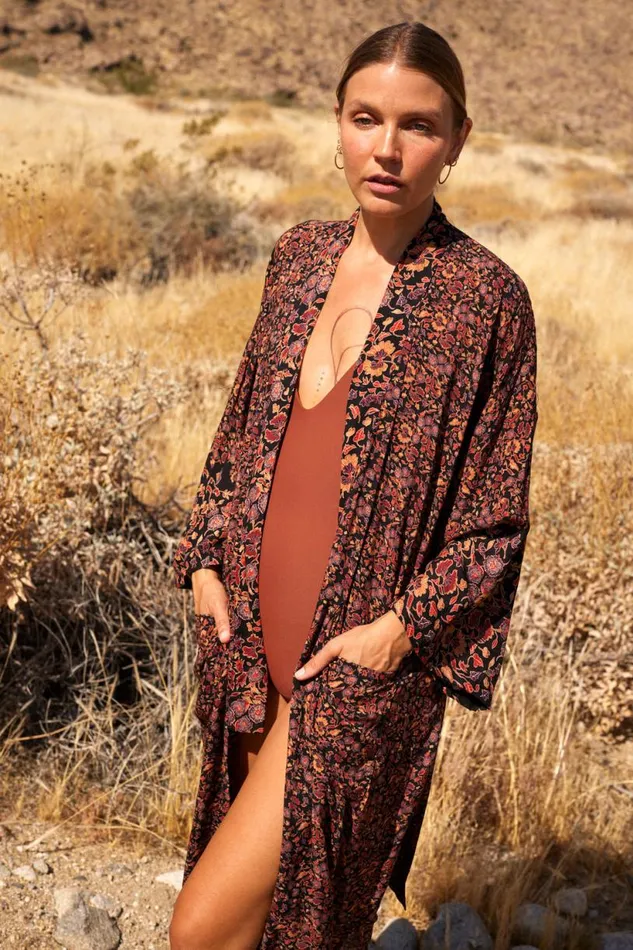 Natalie Martin DIANE LONG ROBE Petite Fleur Noire Shop Dresses