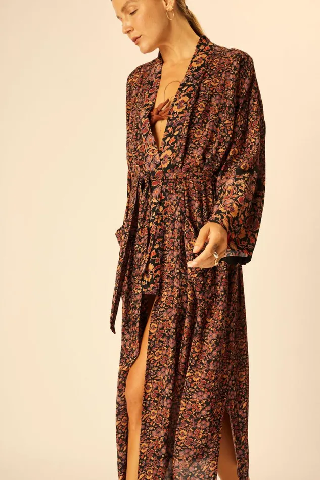 Natalie Martin DIANE LONG ROBE Petite Fleur Noire Shop Dresses