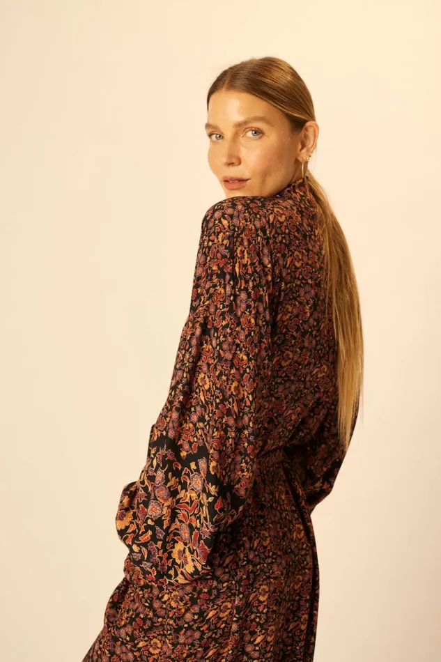 Natalie Martin DIANE LONG ROBE Petite Fleur Noire Shop Dresses