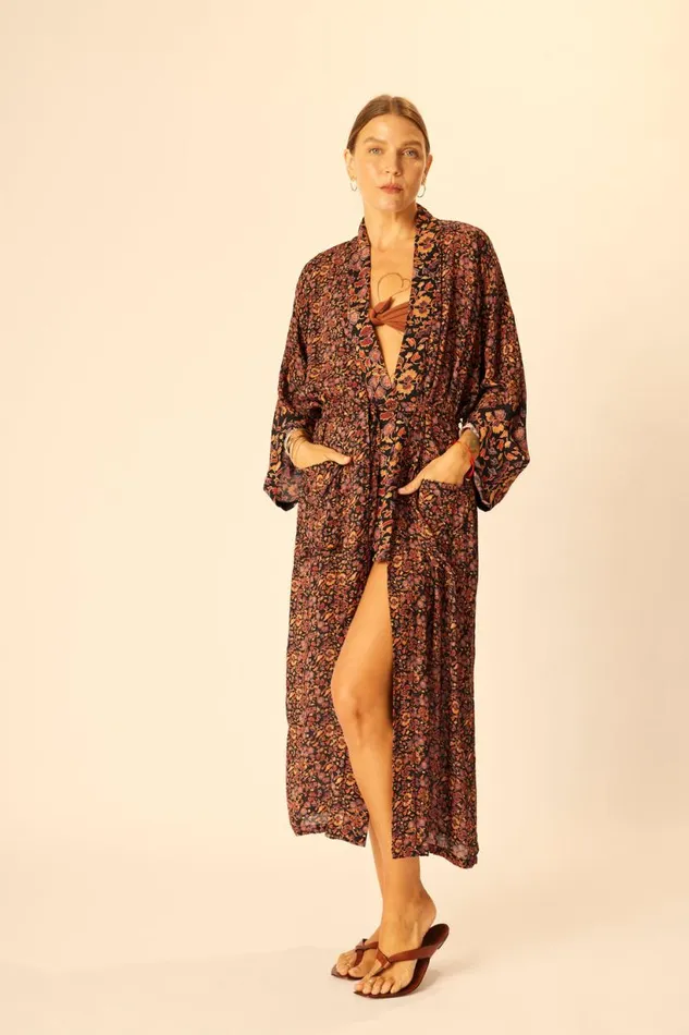 Natalie Martin DIANE LONG ROBE Petite Fleur Noire Shop Dresses