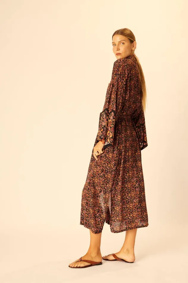Natalie Martin DIANE LONG ROBE Petite Fleur Noire Shop Dresses