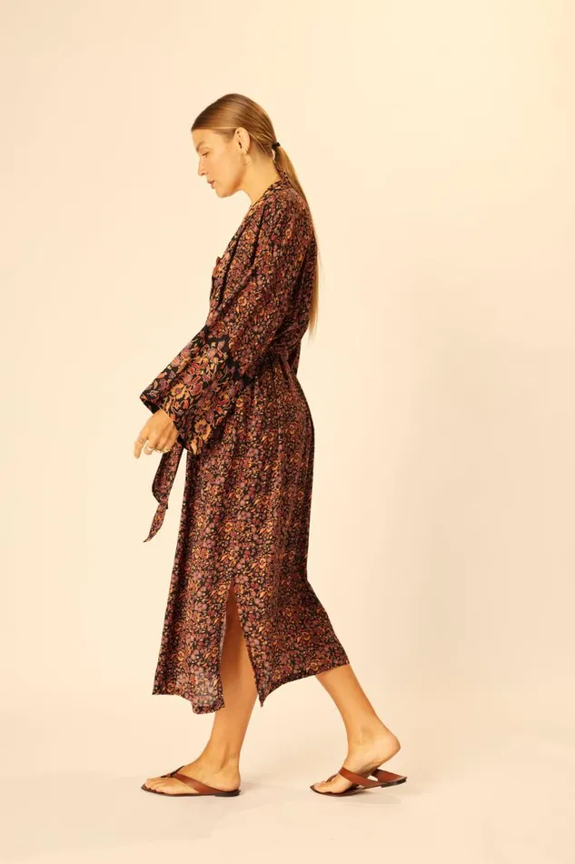 Natalie Martin DIANE LONG ROBE Petite Fleur Noire Shop Dresses