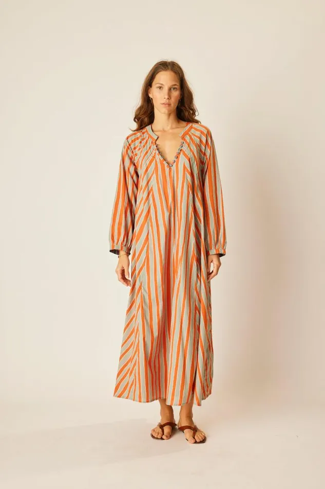 Natalie Martin FIORE MAXI Batik Stripe Sage Shop Dresses