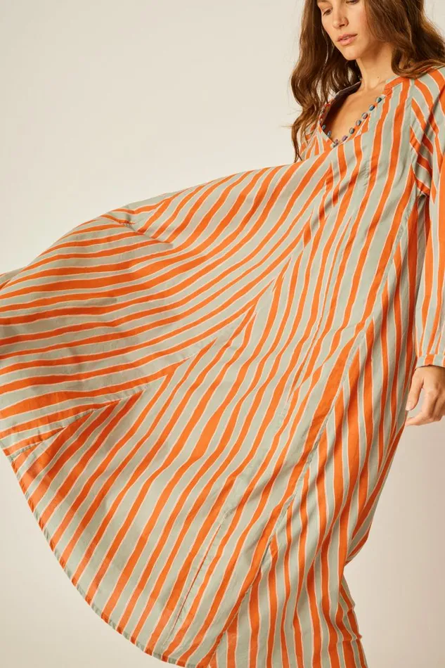 Natalie Martin FIORE MAXI Batik Stripe Sage Shop Dresses