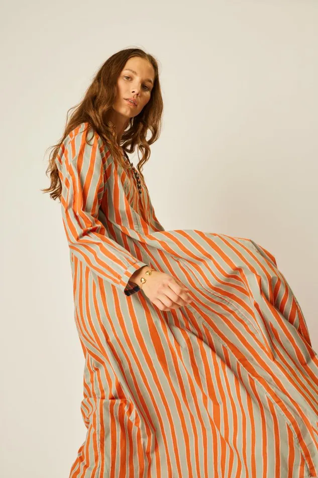 Natalie Martin FIORE MAXI Batik Stripe Sage Shop Dresses