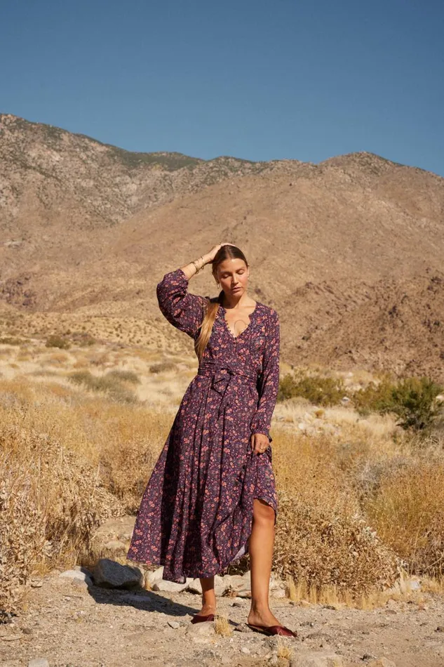 Natalie Martin FIORE MAXI Petite Fleur Aubergine Shop Dresses
