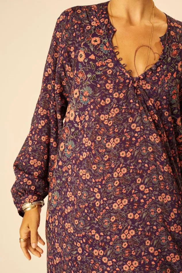 Natalie Martin FIORE MAXI Petite Fleur Aubergine Shop Dresses