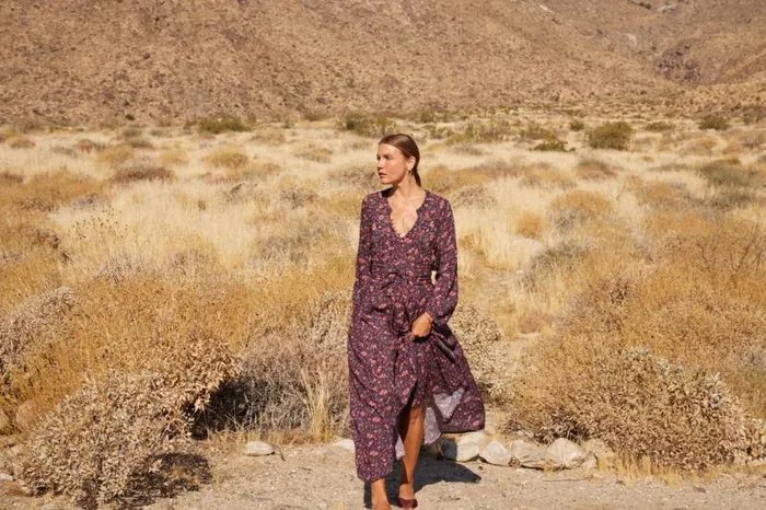 Natalie Martin FIORE MAXI Petite Fleur Aubergine Shop Dresses