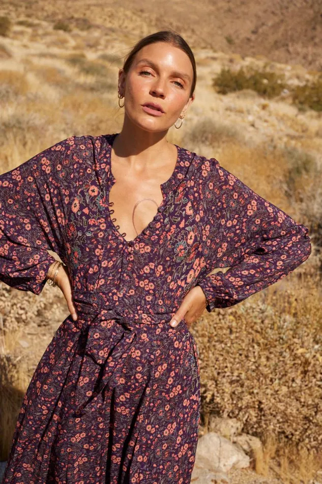 Natalie Martin FIORE MAXI Petite Fleur Aubergine Shop Dresses