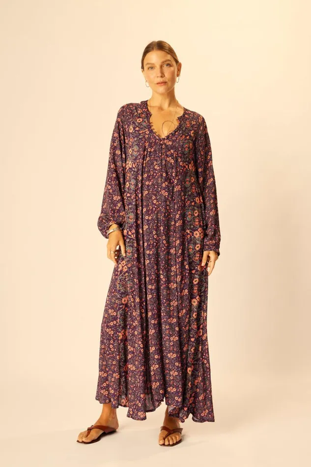 Natalie Martin FIORE MAXI Petite Fleur Aubergine Shop Dresses