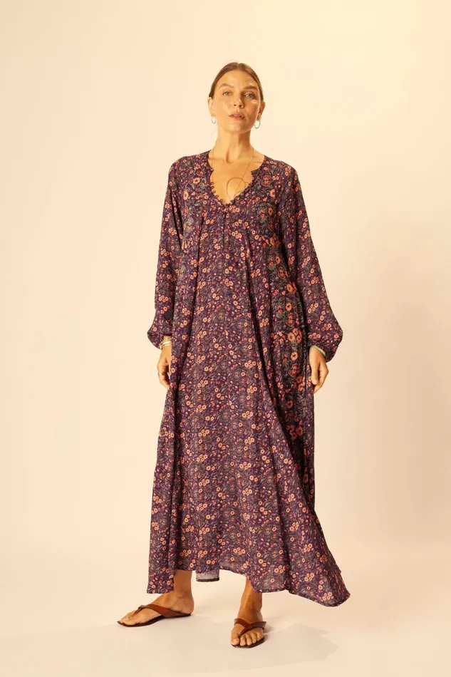 Natalie Martin FIORE MAXI Petite Fleur Aubergine Shop Dresses