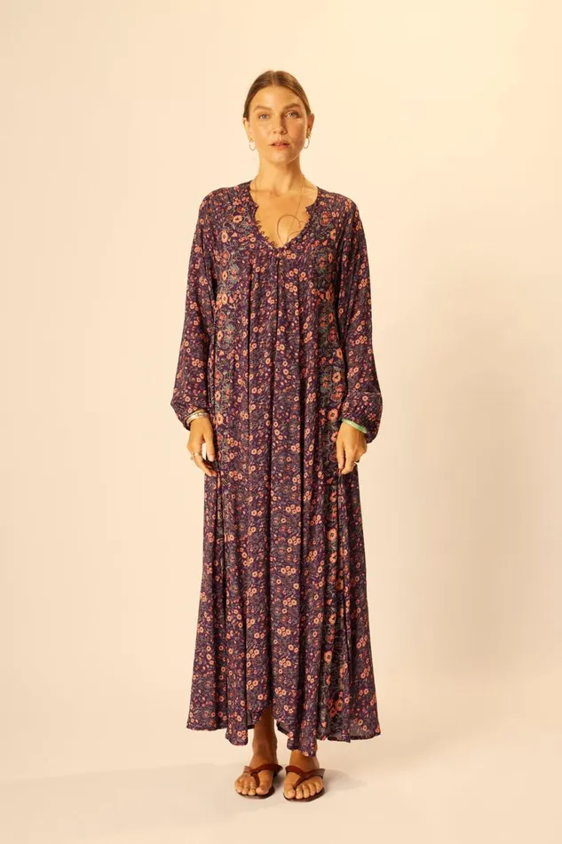 Natalie Martin FIORE MAXI Petite Fleur Aubergine Shop Dresses