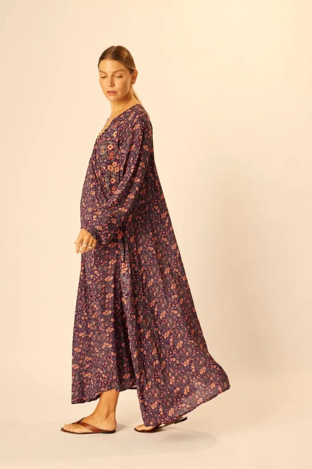 Natalie Martin FIORE MAXI Petite Fleur Aubergine Shop Dresses