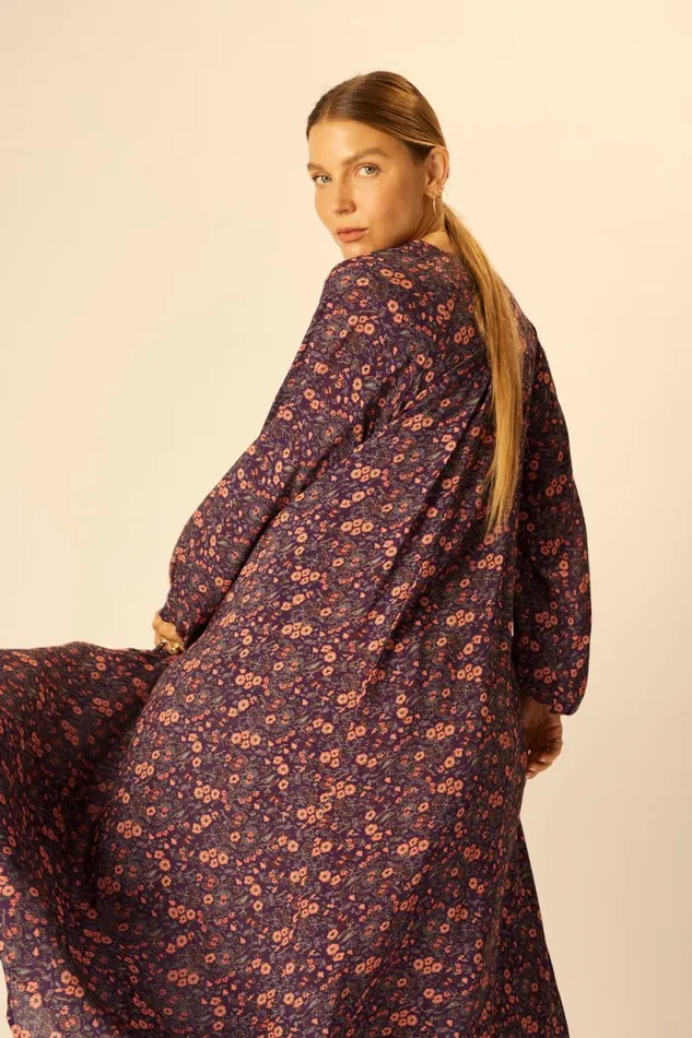 Natalie Martin FIORE MAXI Petite Fleur Aubergine Shop Dresses
