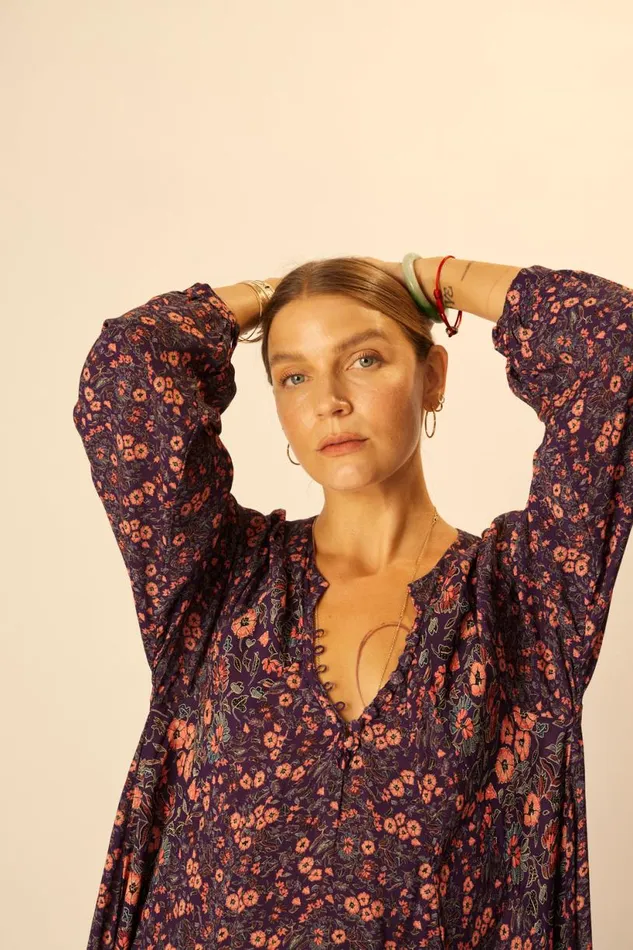 Natalie Martin FIORE MAXI Petite Fleur Aubergine Shop Dresses