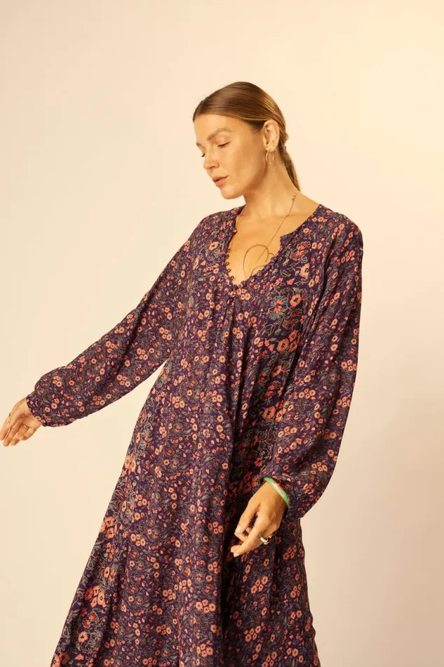 Natalie Martin FIORE MAXI Petite Fleur Aubergine Shop Dresses