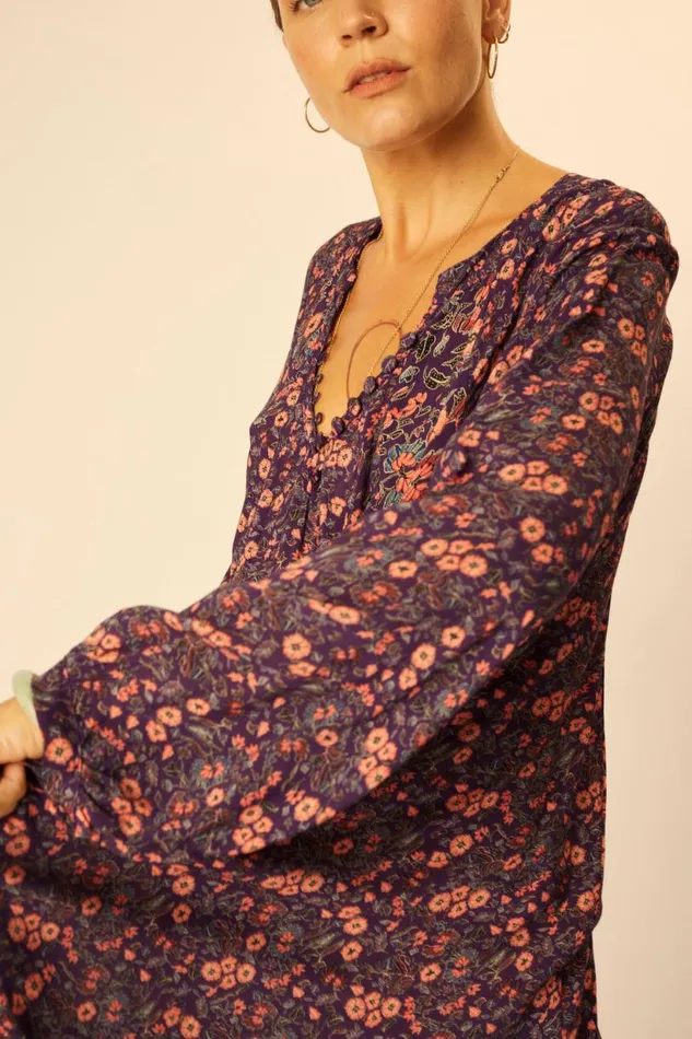 Natalie Martin FIORE MAXI Petite Fleur Aubergine Shop Dresses