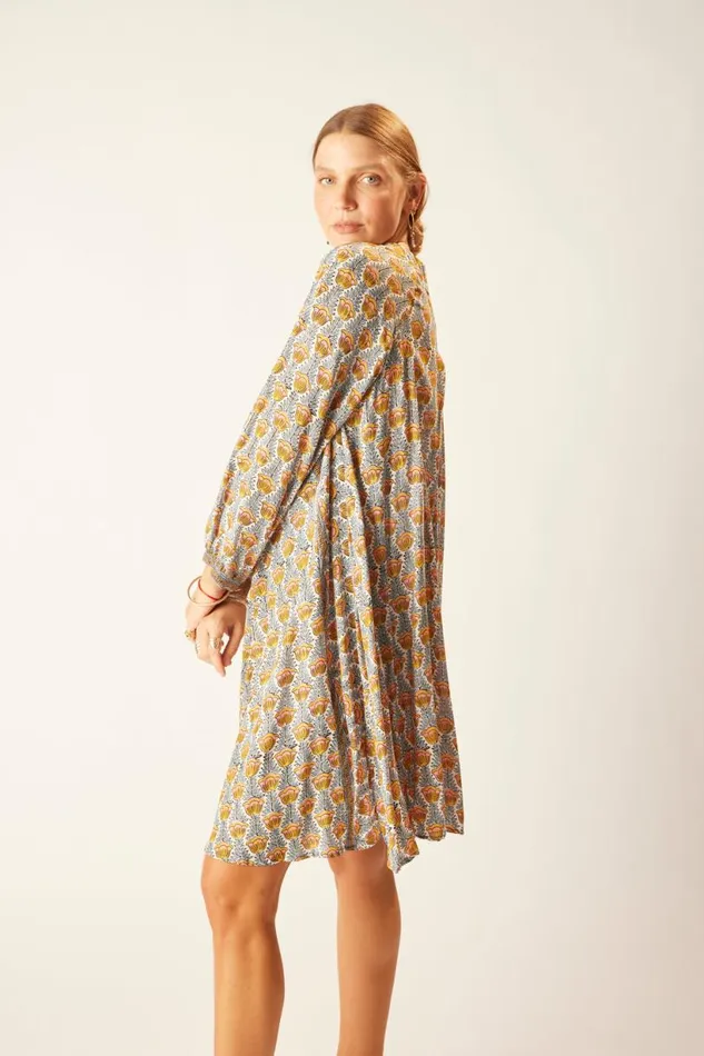 Natalie Martin FIORE SHORT DRESS Tulip Print French Blue Shop Dresses