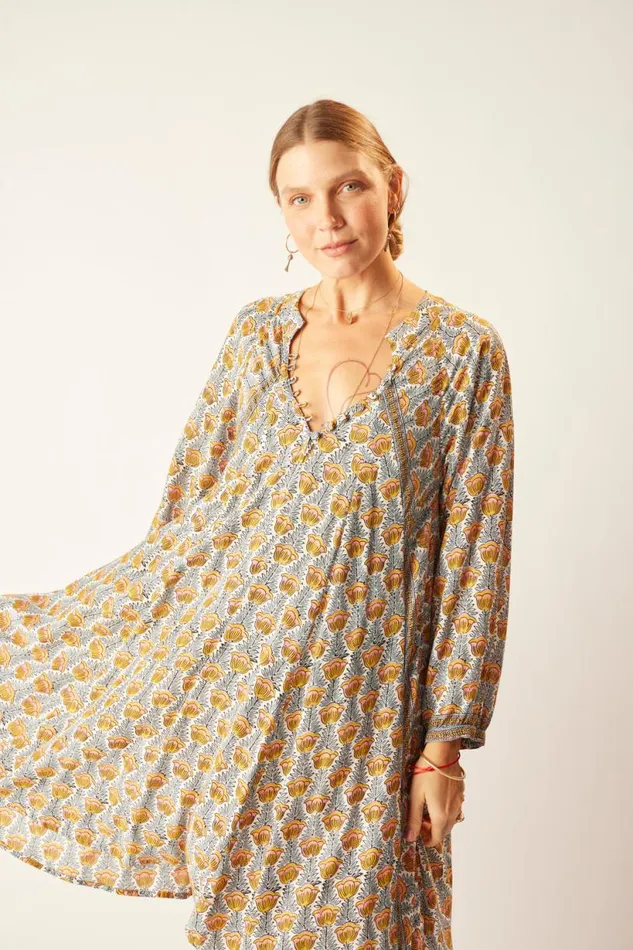 Natalie Martin FIORE SHORT DRESS Tulip Print French Blue Shop Dresses