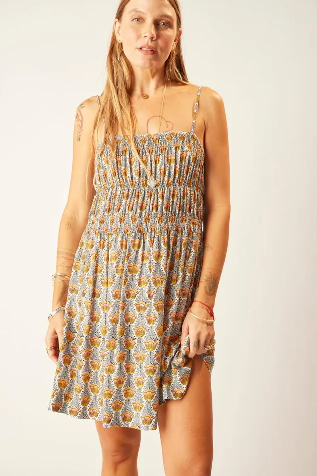 Natalie Martin GINA SHORT DRESS Tulip Print French Blue Shop Dresses