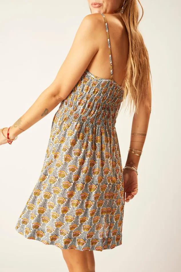 Natalie Martin GINA SHORT DRESS Tulip Print French Blue Shop Dresses