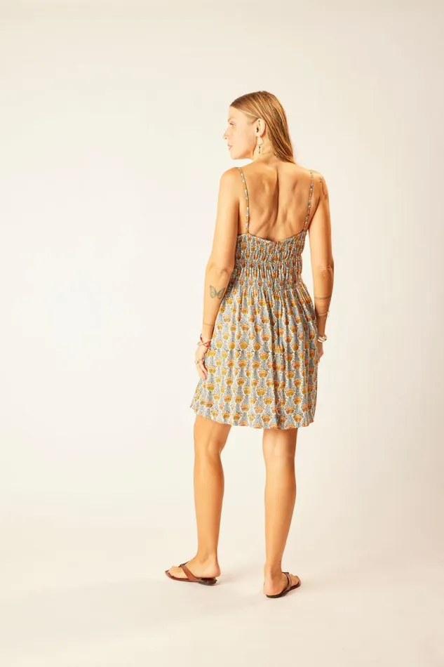Natalie Martin GINA SHORT DRESS Tulip Print French Blue Shop Dresses