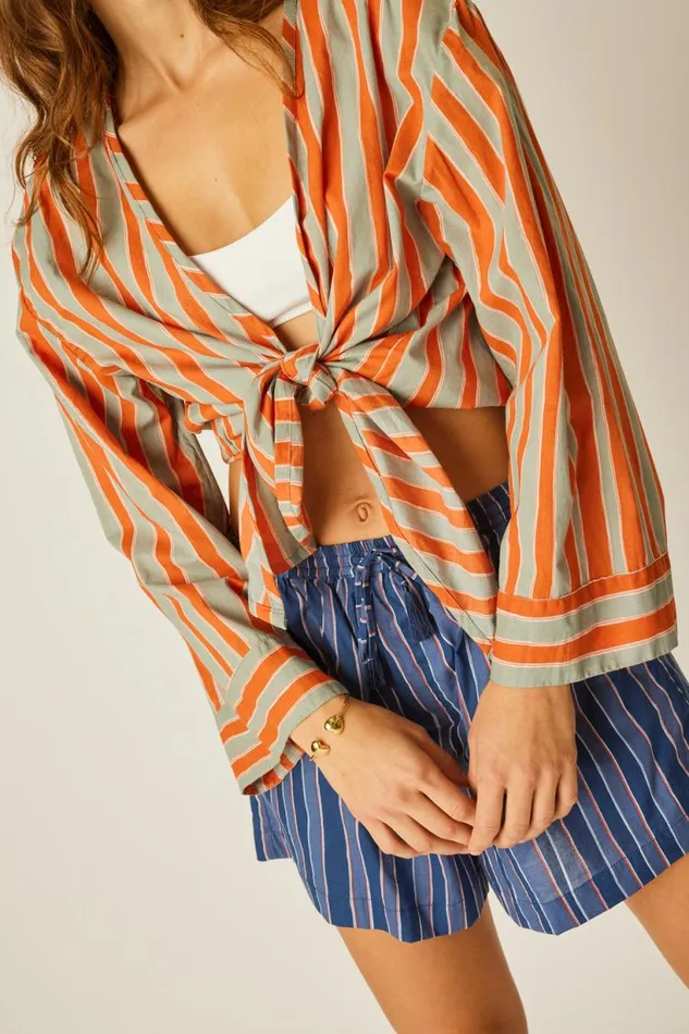 Natalie Martin JASPER SHORT Batik Stripe Navy Shop Bottoms